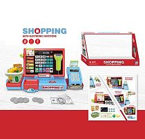 Касовий апарат 818-389 розмір - 37.5х13х16.5 см, калькулятор, сканер, стрічка, термінал, кошик, продукти, картка, гроші, чеки, монети, звуки, п