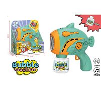 Пістолет з мильними бульбашками A 328 на батарейках, підсвічування, мелодія, мильний розчин, автоматичний принцип роботи,в коробці