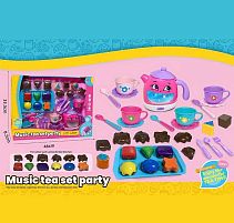 Набір посуду 3222 A чайник, підсвічування, звуки, мелодії, датчики руху, на батарейках, посуд, солодощі, в коробці