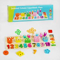 Логічна дерев’яна дошка C 60438 геометричний, математичний сортери та за кольорами, в коробці