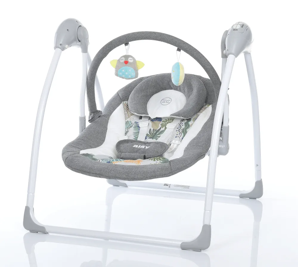 Крісло-гойдалка для немовлят з електро-заколисуванням  El Camino ME 1047L AIRY Gray Palm (механізм гойдання: маятник) фото 2