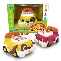 Телефон-каталка 26464 "WToys", ОЗВУЧУВАННЯ УКРАЇНСЬКОЮ МОВОЮ, підсвічування, 10 пісень, 10 казок, 15 загадок, 10 скоромовок, колесо вільного ходу