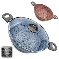 Сковорода-сотейник з кришкою лита "Granite" інд. дно 30*7.2см Stenson 10378-30