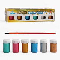 Гуаш C 72044 6 кольорів, металіка, пензлик, в коробці