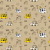 Папір пакувальний крафт "Машинки на бурому" 70*100см 10л/уп Stenson 1038БР