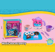 Набір посуду 3220 C чайник, підсвічування, звуки, мелодії, датчики руху, на батарейках, посуд, солодощі, в коробці