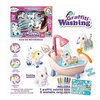 Набір для творчості 802 4 флоксові фігурки тварин, помпова подача води, 6 кольорових фломастерів, ванночка, щіточка, в коробці