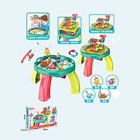 Ігровий столик з конструктором 3370 106+ елементів, розмір 41х41х30 см, 3 в 1: конструктор, магнітна риболовля, пісочниця, сачок, магнітна вудочка