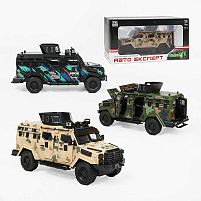 Машинка 2290-43 "Авто Експерт", 3 кольори, металопластик, масштаб 1:24, звук, світло, інерція, відчиняються двері, багажник та капот, в коробці