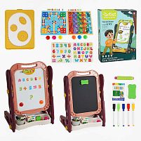 Мольберт 050-52 двосторонній, крейда, маркери, стиранка, магніти, настільні ігри, фішки, в коробці