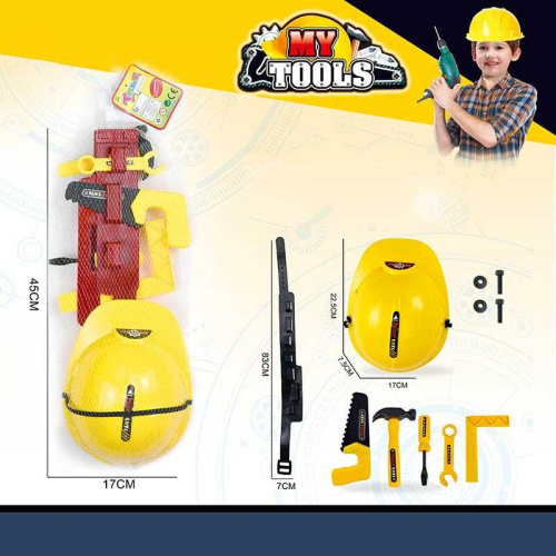 Набір інструментів 333-14 9 елементів, каска, пояс, у сітці