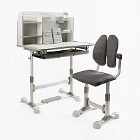 Парта дитяча зі стільчиком S-82045 колір сірий, з полицями, регульована висота та нахил , з лампою, в коробці