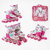 Ролики 75504-S розмір 29-33 колір РОЖЕВИЙ, устілка 18-20 см, колеса PU, d коліс – 6 см, підсвічування коліс, в сумці