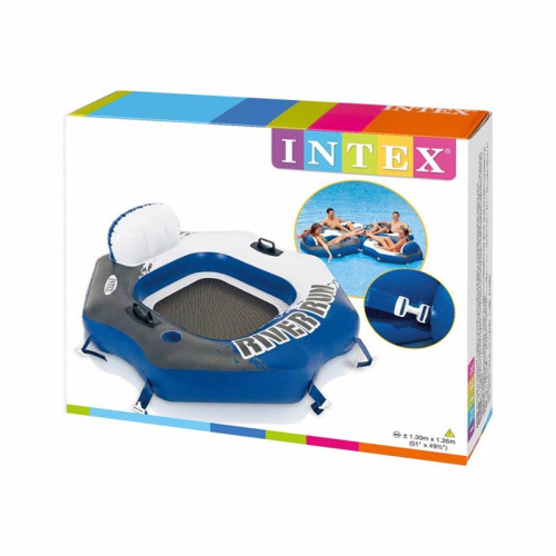 Крісло-коло надувне для плавання Intex 58854 «River Run» (126*130 см, підсклян., спинка, ручки, защелки для швартовки, сітка на дні, 10+, до 150 кг)і фото 6
