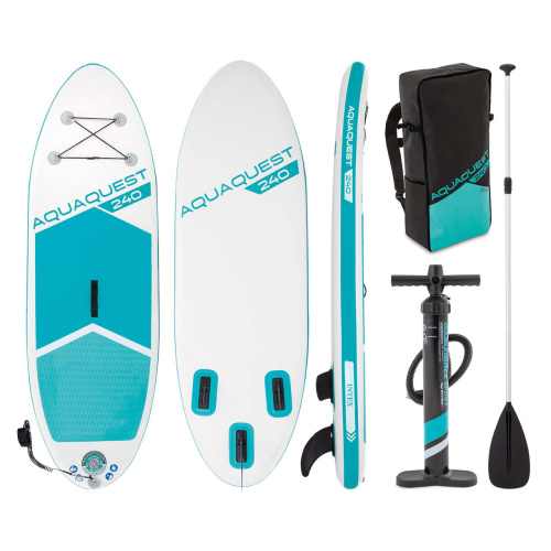 Надувна дошка для серфінгу (SUP-борд) Aqua Quest 240 Intex 68241 (13*76*240 см., весло, ліш, насос, сумка, до 120 кг.)