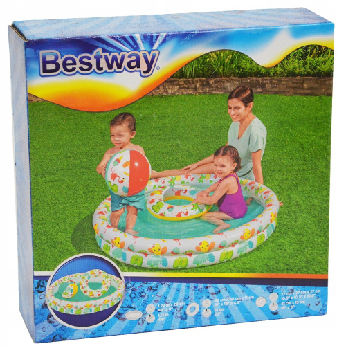 Дитячий надувний басейн «Рибки» BestWay 51124 (20*112 см., об'єм: 137 л., з м'ячиком та колом) фото 7