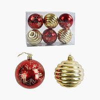 Новорічні прикраси C 67257 кульки, 6 штук, діаметр 7см, в слюді
