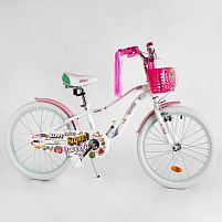 Велосипед 20" дюймів 2-х кол. "CORSO Sweety" SW-20603 / 206037 (1) БІЛИЙ, алюмінієва рама 11’’, ручні гальма, прикраси, зібраний на 75%