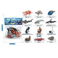 Набір тварин YJ 804 D 11 фігурок морських жителів, 1 фігурка аквалангіста, в коробці