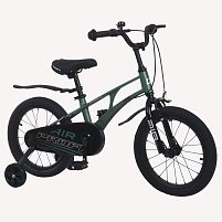 Велосипед дитячий двоколісний Profi MB 161060 dark green «Air St-t Plus» (колеса Ø16"/гума, рама: магній, доп. колеса, гальмо ручне/ножне, 4-6 років)