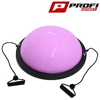 Балансировочна спортивна півсфера (платформа) для фітнесу Profi MS 2609-11 (Ø60 см, еспандер, насос, рожева)