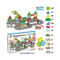 Магнітний конструктор SQ 66003-2 70 деталей, 4 машинки, 1 фігурка гелікоптера, в коробці