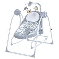 Крісло-гойдалка для немовлят з електро-заколисуванням El Camino ME 1076 EMMA Grey Mint Feathe (механізм гойдання: маятник) без столешні