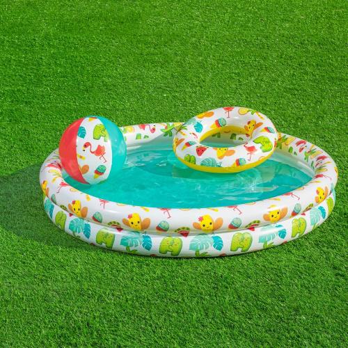 Дитячий надувний басейн «Рибки» BestWay 51124 (20*112 см., об'єм: 137 л., з м'ячиком та колом) фото 3