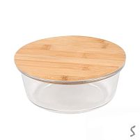 Контейнер скло з бамбуковою кришкою "Round" д13.5*6см 370мл Stenson R35694-S