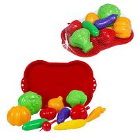 Набір дитячий "Піднос з овочами " 010/15 "BAMSIC", розмір - 34х23х10 см, 11 овочів, в сітці