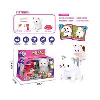 Улюбленець LK 006 C “Котик” на батарейках, звук, рух лапками, головою і хвостиком, мисочка, фен, гребінець, кісточка, в коробці