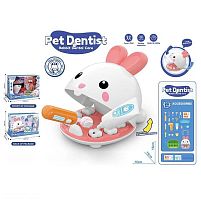 Набір стоматолога 8083 23 елементи, фігурка голови кролика, муляж щелеп та зубів, рот відкривається, медичні інструменти, аксесуари, рухомі детал