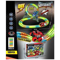 Трек GD 280 A акумулятор 3.7 V, USB кабель, автоматичний принцип роботи, 2 корпуси машинки, 108 елементів, підсвічування, в коробці