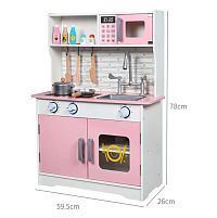 Кухня C 69830 дерев'яна, 59.5х26х78 см, духова піч, сковорідка, каструля, кухонне приладдя, в коробці