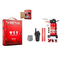 Набір пожежника BB 9017 B вогнегасник із світлом, звуком сирени та парогенерацією, жетон, рація, розкладна драбина, в коробці