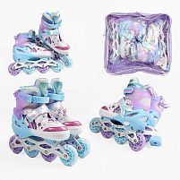 Ролики дитячі Best Roller 6041-08 S (розсувні, розмір 29-33, колеса: 4/Ø60 мм/PU, в один ряд, гальмо заднє, підсвітка, сумка)