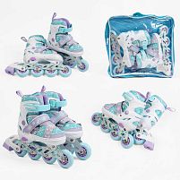 Ролики дитячі Best Roller 802-5 S (розсувні, розмір 29-33, колеса: 4/Ø60 мм/PU, в один ряд, гальмо заднє, підсвітка, сумка)