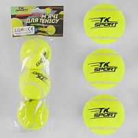 М'яч для тенісу C 40193 (80) "TK Sport" 3шт в пакеті, d = 6см
