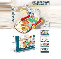 Ходунки 979 2в1, 76х46х50 см, килимок, музична панель, на батарейках, режими гри, підсвічування, 4 підвіски, в коробці