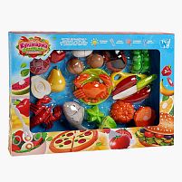 Набір продуктів “Кулінарна фантазія” 10280 "WToys", 24 елементи, овочі та фрукти на липучках, дошка для нарізання, ніж, в коробці