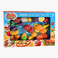 Набір продуктів “Кулінарна фантазія” 10265 “Wtoys”, 25 елементів, овочі та фрукти на липучках, дошка для нарізання, ніж, в коробці