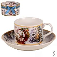 Чашка з блюдцем новорічна "Time for gifts" 2пр/наб 160мл/14см Stenson R36236