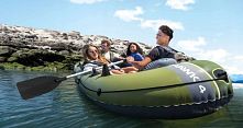 Човен надувний Intex 66334 (48*145*351 см, чотиримісний, 2 весла ↔137 см, ручка, ручний насос, надувне дно, навантаження: до 480 кг)