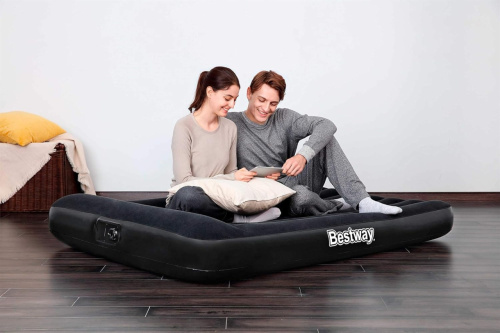 Надувний матрац BestWay 67462 «Flocked Air Bed» (25*137*191 см, 30 см з підголівником, півторамісний, вбудований електронасос 220V, до 273 кг) фото 14