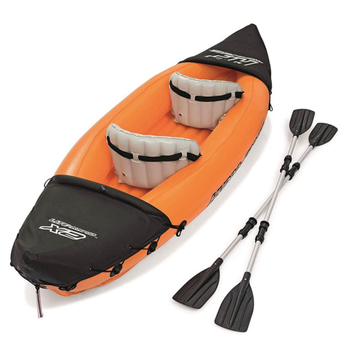 Каяк надувний двомісний (байдарка) BestWay 65077 Lite-Rapid X2 Kayak (88*321 см., висота: 44 см., навантаження до 160 кг., весла, насос, помаранчевий) фото 15