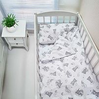 Змінний комплект постільної білизни "Ведмежа на хмаринці" 15357 тканина БЯЗЬ Gold Lux, розмір 120*60 см "Bimbo"