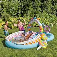 Дитячий надувний ігровий центр Intex 57149 «Карамель» (Водна гірка з басейном, 130*191*295 см., від 3-х років)
