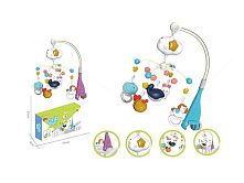 Карусель музична 6637 2 види, 5 підвісок-тваринок, проєкція зоряного неба, нічник, обертання на 360 градусів, колискові, в коробці