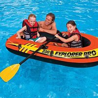 Човен надувний Intex 58356 «Explorer Pro 200» (33*102*196 см, гребний, півторамісний, трикамерний, надувне дно, до 120 кг)
