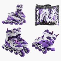 Ролики 61633-L /розмір 39-43/ колір – ФІОЛЕТОВИЙ колеса PU, ПЕРЕДНЄ КОЛЕСО СВІТЛО, d – 6.5 см, в сумці